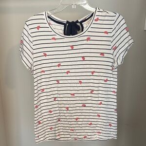 White Short Sleeve Tee with Pink Watermelon Print